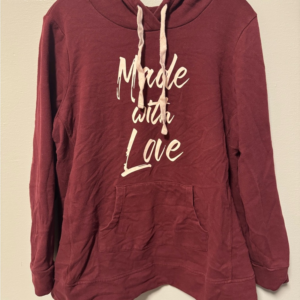Women's Burgundy Maternity Hoodie Sweater